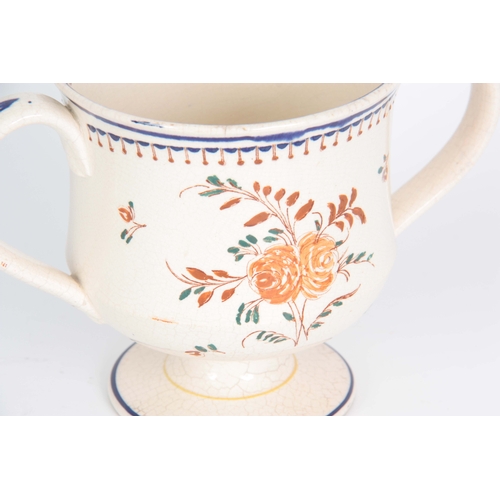 71 - AN EARLY 19TH CENTURY STAFFORDSHIRE TWO-HANDLED PRESENTATION FROG MUG inscribed 