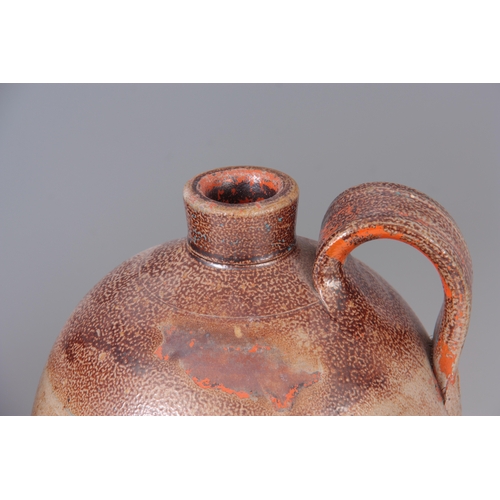 73 - TWO 18TH CENTURY 2 GALLON AND 1 GALLON FULHAM SALT GLAZED STONEWARE ALE JUGS 36cm high and 31cm high... 