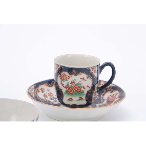 81 - A SELECTION OF FIRST PERIOD WORCESTER comprising of A Coffe Can and Saucer, A Sugar Bowl, A Queens P... 