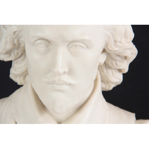 121 - A 19TH CENTURY COPELAND PARIAN WARE BUST OF SHAKESPEARE made for the Crystal Palace Art Union impres... 