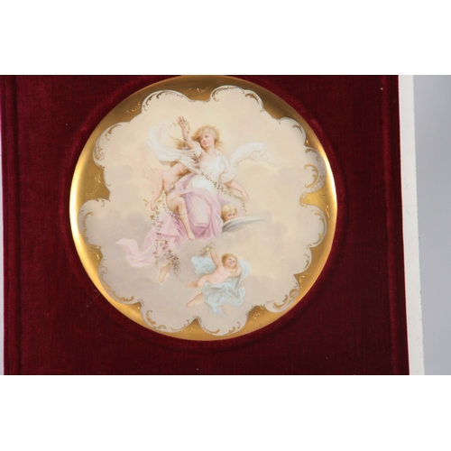 125 - A 19TH CENTURY VIENNA PLAQUE decorated with classical figures of a young lady and cupids - signed to... 