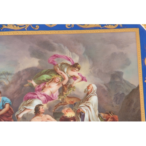 126 - A GOOD LATE 19TH CENTURY  VIENNA STYLE POLYCHROME PLAQUE the signed panelled centre painted with a t... 