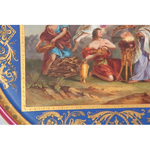 126 - A GOOD LATE 19TH CENTURY  VIENNA STYLE POLYCHROME PLAQUE the signed panelled centre painted with a t... 