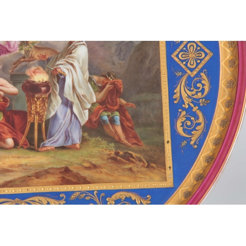 126 - A GOOD LATE 19TH CENTURY  VIENNA STYLE POLYCHROME PLAQUE the signed panelled centre painted with a t... 