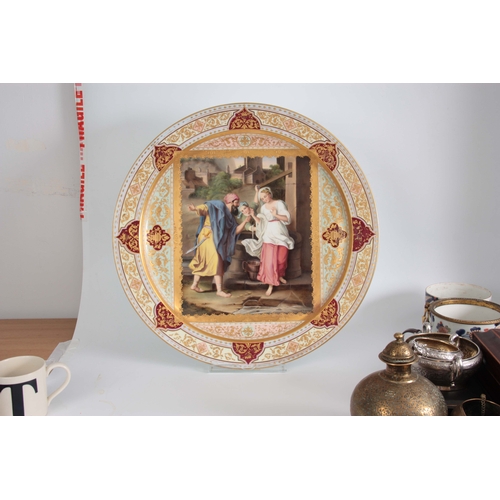 127 - After Angelica Kauffman AN IMPRESSIVE LATE 19TH CENTURY VIENNA STYLE POLYCHROME CHARGER the figural ... 