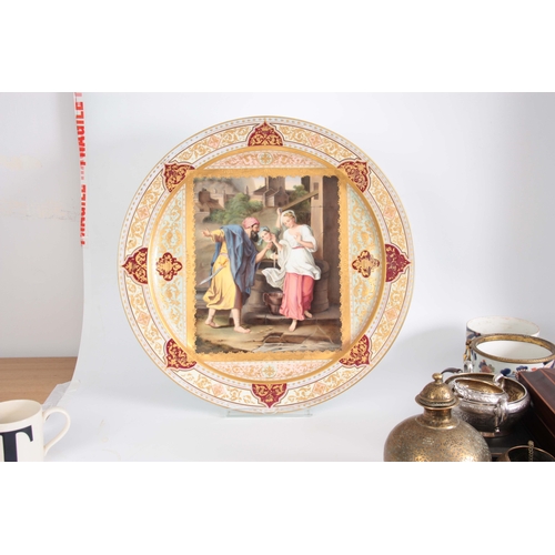 127 - After Angelica Kauffman AN IMPRESSIVE LATE 19TH CENTURY VIENNA STYLE POLYCHROME CHARGER the figural ... 