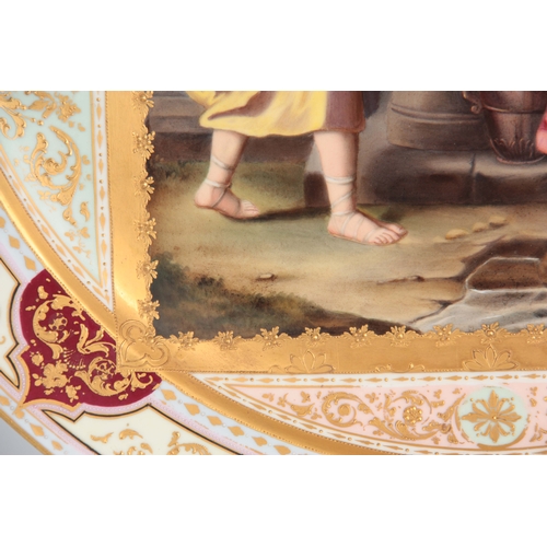 127 - After Angelica Kauffman AN IMPRESSIVE LATE 19TH CENTURY VIENNA STYLE POLYCHROME CHARGER the figural ... 