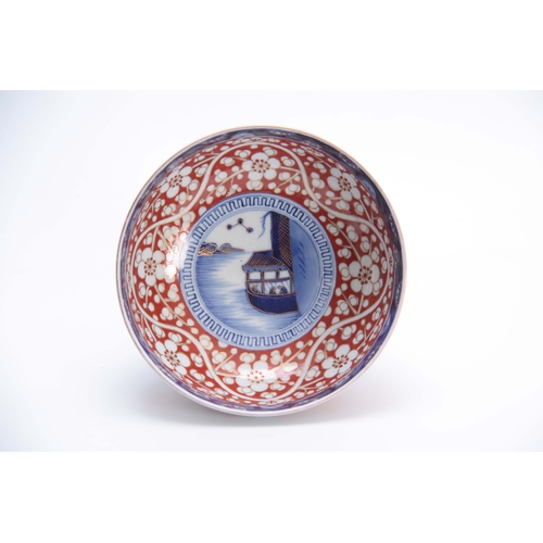 163 - AN UNUSUAL LATE 19TH CENTURY IMARI DEEP BOWL decorated in a blue palette highlighted with gilt and g... 