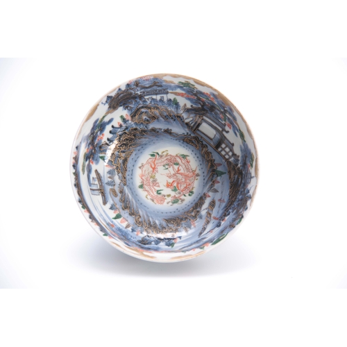 163 - AN UNUSUAL LATE 19TH CENTURY IMARI DEEP BOWL decorated in a blue palette highlighted with gilt and g... 