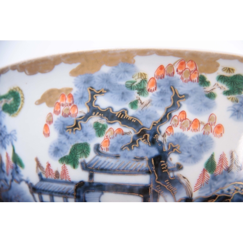 163 - AN UNUSUAL LATE 19TH CENTURY IMARI DEEP BOWL decorated in a blue palette highlighted with gilt and g... 