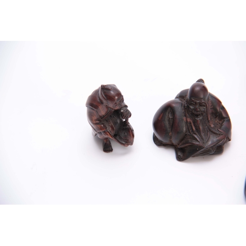 177 - A COLLECTION OF FOUR EARLY 20th CENTURY NETSUKE sculptured as various animals and figures, three wit... 