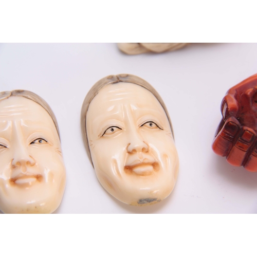 189 - A COLLECTION OF FOUR EARLY 20th CENTURY IVORY NETSUKE three with character marks (4)