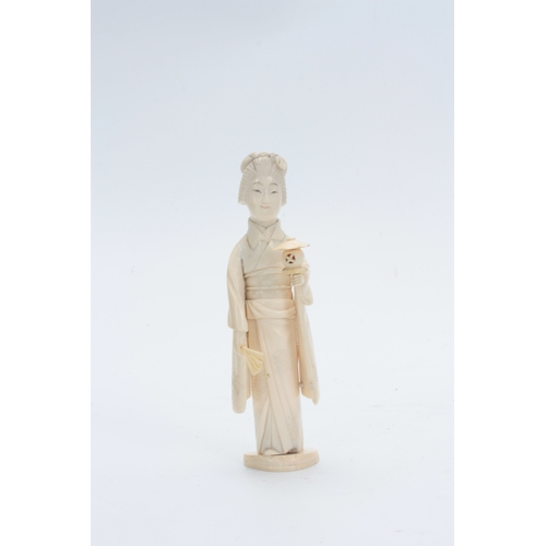 197 - A LATE 19th CENTURY CHINESE IVORY SCULPTURE modelled as Guanyin with buddha crown 24.5cm high