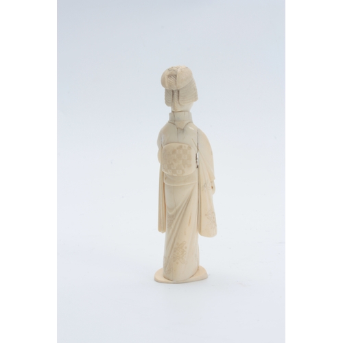 197 - A LATE 19th CENTURY CHINESE IVORY SCULPTURE modelled as Guanyin with buddha crown 24.5cm high