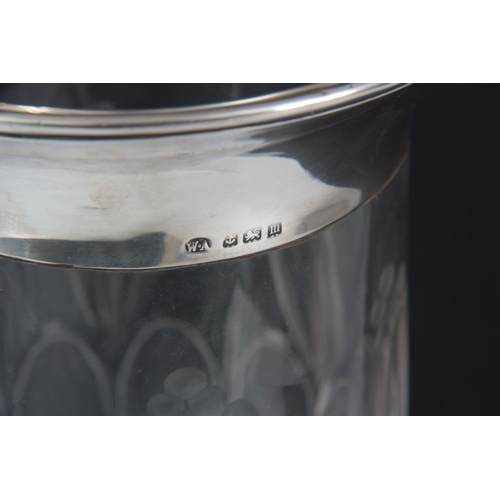 21 - AN EARLY 20TH CENTURY SILVER MOUNTED ART NOUVEAU CUT GLASS VASE hallmarked for Birmingham 1911, havi... 