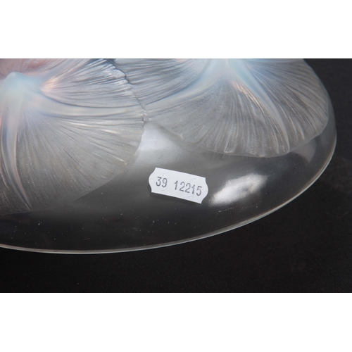 38 - A R LALIQUE VOLUBILIS OPALESCENT GLASS DISH having Lily designs to the centre, signed with impressed... 