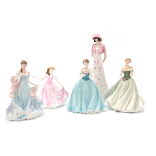 91 - FIVE PORCELAIN FIGURES OF LADIES, one limited edition by Coalport 