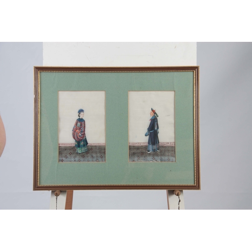 258 - A FRAMED GROUP OF ELEVEN 19TH CENTURY CHINESE WATERCOLOURS ON RICE PAPER depicting standing figures ... 