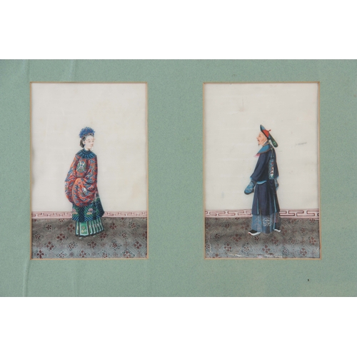 258 - A FRAMED GROUP OF ELEVEN 19TH CENTURY CHINESE WATERCOLOURS ON RICE PAPER depicting standing figures ... 