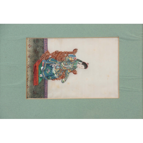 258 - A FRAMED GROUP OF ELEVEN 19TH CENTURY CHINESE WATERCOLOURS ON RICE PAPER depicting standing figures ... 