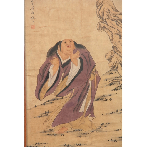 261 - 19TH CENTURY JAPANESE WATERCOLOUR ON PAPER depicting a robed scholar in a tree-lined landscape setti... 