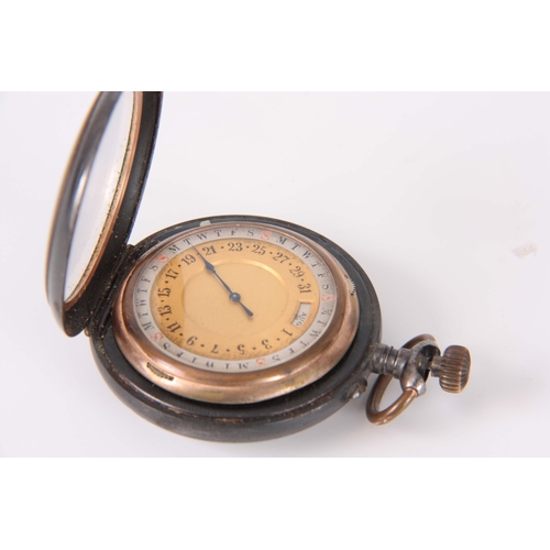 368 - A LATE 19th CENTURY SWISS DOUBLE DIAL POCKET WATCH the gunmetal case enclosing an enamel dial with m... 