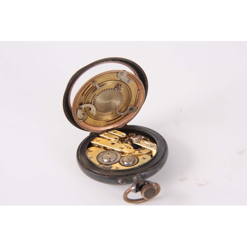 368 - A LATE 19th CENTURY SWISS DOUBLE DIAL POCKET WATCH the gunmetal case enclosing an enamel dial with m... 