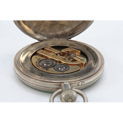 369 - AN EARLY 20th CENTURY GOLIATH POCKET WATCH IN MOROCCAN LEATHER CASE the nickel case enclosing a 3.5