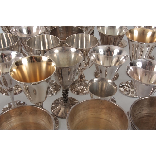 375 - A SET OF LATE 19TH CENTURY SILVER PLATE GOBLETS AND WINE COASTERS - 60 GOBLETS, 11 WINE COASTERS, SA... 