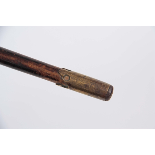 459 - A 19th CENTURY CARVED  STAGHORN HANDLED WALKING CANE modelled as a face with glass eyes, the top wit... 