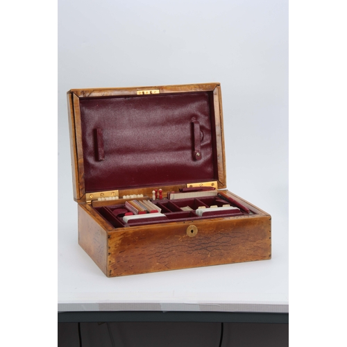 472 - A LATE 19th CENTURY ELEPHANT HIDE GAMES BOX BY ROLAND WARD the lid with ormolu sunken handle opening... 