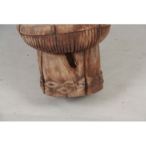 501 - A 20TH CENTURY BAMILEKE BATCHAM FACE CHAIR from Cameroon - 98cm high 38cm wide