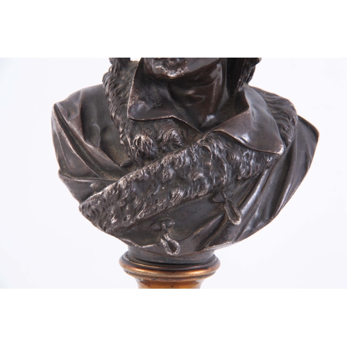 544 - ALBERT CARRIER-BELLEUSE. A PATINATED BRONZE SCULPTURE formed as Beethoven mounted on a gilt brass so... 