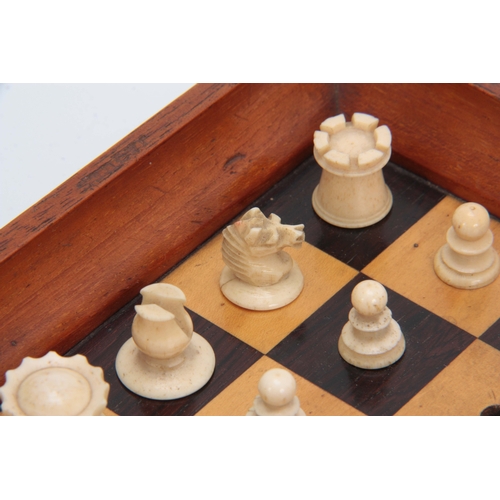 562 - A LATE 19th CENTURY JAQUES, LONDON TRAVELLING 'IN STATU QUO' TRAVELLING CHESS SET the folding mahoga... 