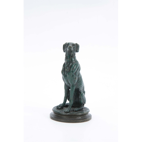 567 - AFTER ANTOINE-LOUIS BARYE. AN EARLY 20th CENTURY BRONZE SCULPTURE modelled as a seated greyhound 17c... 