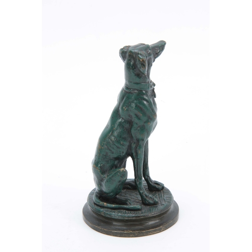 567 - AFTER ANTOINE-LOUIS BARYE. AN EARLY 20th CENTURY BRONZE SCULPTURE modelled as a seated greyhound 17c... 