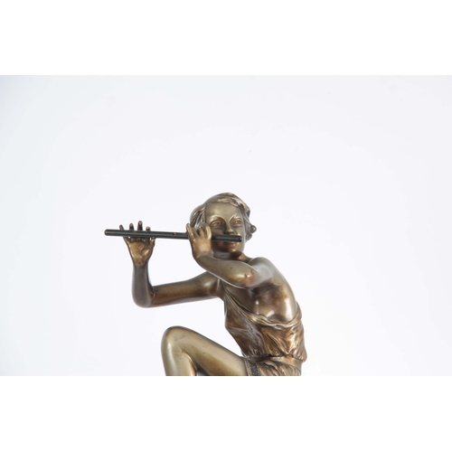 572 - JOSEPH LORENZL. AN IMPRESSIVE ART DECO SILVERED BRONZE SCULPTURE OF LARGE PROPORTIONS modelled as 'T... 