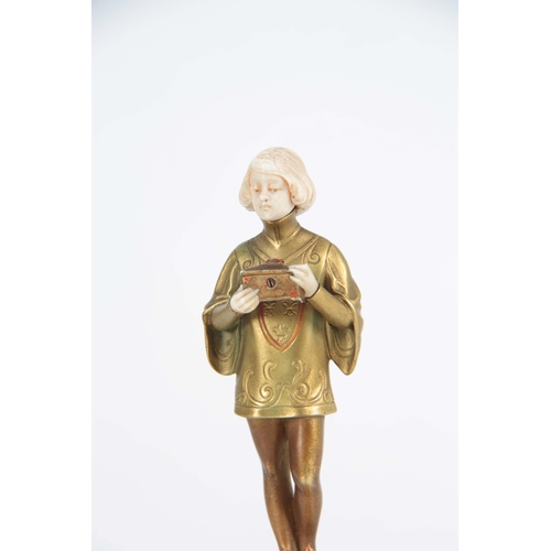 575 - FERDINAND PREISS (1882-1943). AN EARLY 20TH CENTURY BRONZE AND IVORY FIGURE OF SMALL SIZE depicting ... 