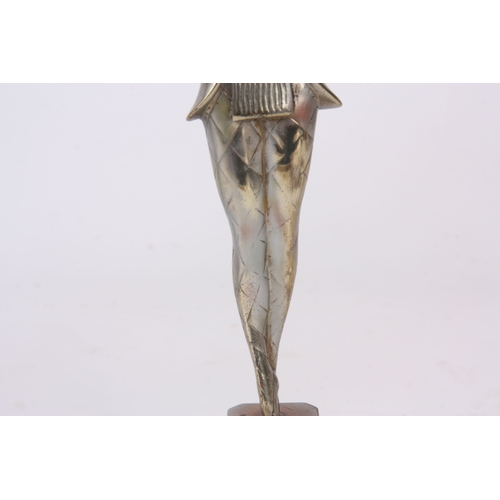 576 - JOSEF LORENZL. AN ART DECO COLD-PAINTED SILVERED-BRONZE AND IVORY SCULPTURE formed as a dancer with ... 