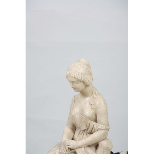 589 - METELLO MOTELLI ACTIVE 1851-1894 -  A 19TH CENTURY MARBLE SCULPTURE depicting a seated semi-nude cla... 