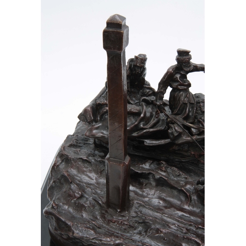 615 - AFTER VASILY GRACHEV (1831-1905) A LARGE 20TH CENTURY RUSSIAN BRONZE SCULPTURE TITLED 'THE MILEPOST'... 