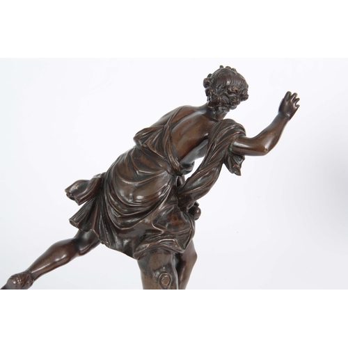 623 - A LATE 19th CENTURY PATINATED BRONZE SCULPTURE modelled as Hippomene after Guillaume Coustou 25.5cm ... 