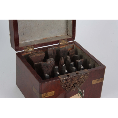 632 - A LATE 19th CENTURY BOXED SET OF GOLF CLUB MAKERS PUNCHES having a brass-bound mahogany box opening ... 