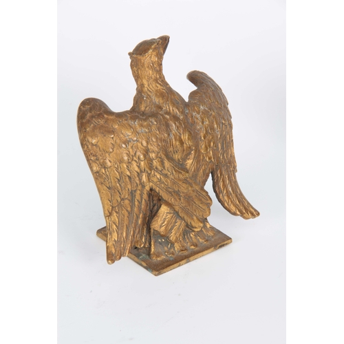 642 - A PAIR OF 19TH CENTURY GILT BRONZE EAGLES 12cm wide 14.5cm high.