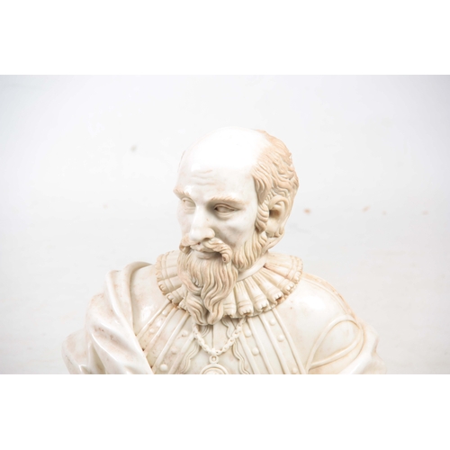 644 - A PAIR OF 19th CENTURY FRENCH MARBLE BUSTS one modelled as Francis I Duke of Nevers wearing The Orde... 