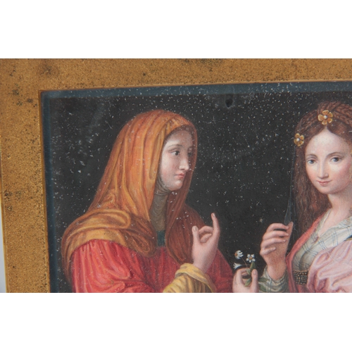 660 - AN 18th/19th CENTURY ITALIAN GRAND TOUR OIL ON TIN after Bernardino Luini. An Allegory of Vanity and... 