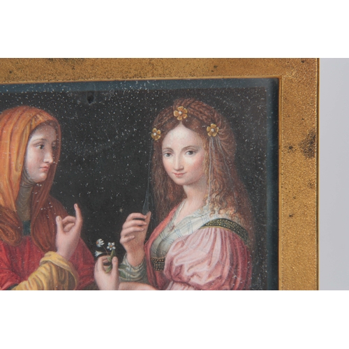 660 - AN 18th/19th CENTURY ITALIAN GRAND TOUR OIL ON TIN after Bernardino Luini. An Allegory of Vanity and... 