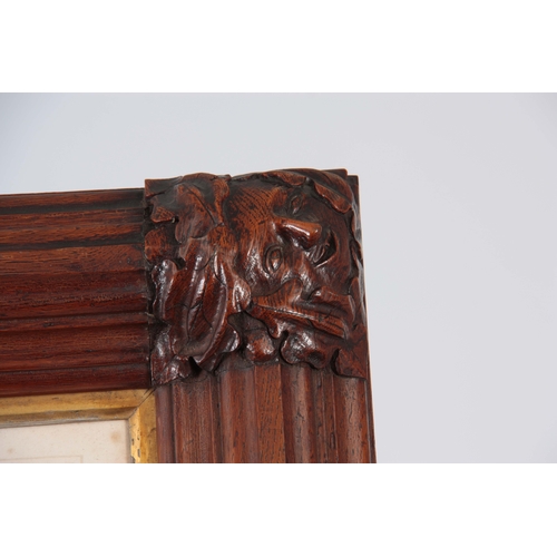 661 - THOMAS WILKINSON WALLIS. A PAIR OF LATE 19th CENTURY GOTHIC REVIVAL CARVED OAK PICTURE FRAMES of mou... 