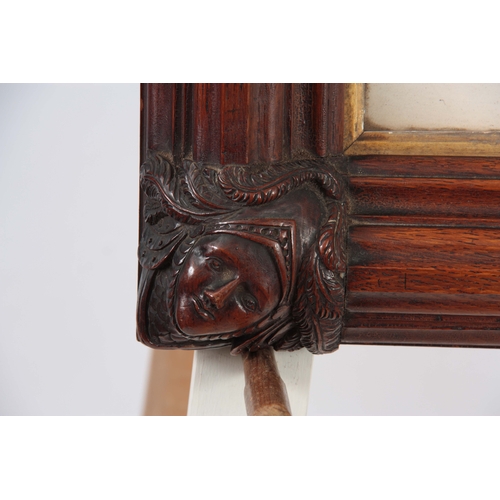 661 - THOMAS WILKINSON WALLIS. A PAIR OF LATE 19th CENTURY GOTHIC REVIVAL CARVED OAK PICTURE FRAMES of mou... 