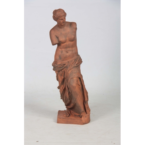 686 - A TERRACOTTA SCULPTURE modelled as Venus di Milo 80cm high